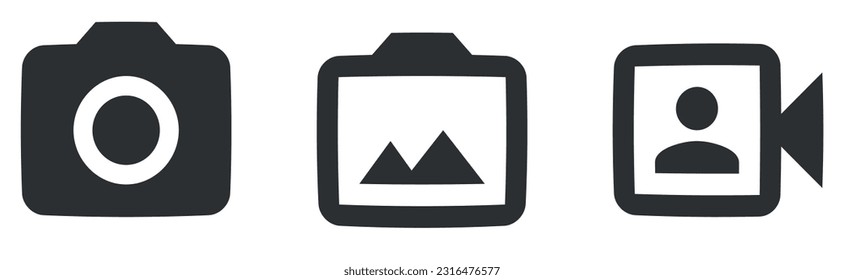 Set of 3 icons Image. Modern thin line icons. Set Quality icon. for mobile and web. Big UI icon set. Vector illustration