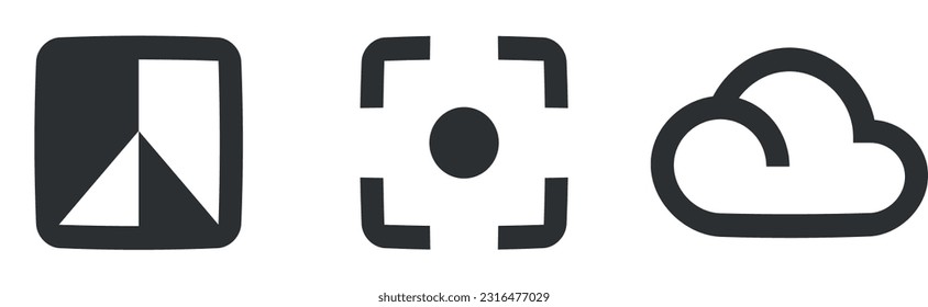 Set of 3 icons Image. Vector illustration of thin line icons. Simple Set. Linear icons set. Thin filled icons pack. UI and UX