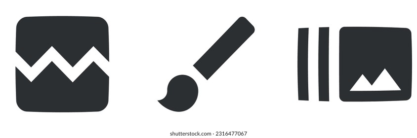 Set of 3 icons Image. A set vector icons. Outline isolated signs. Linear icons set. Thin filled icons pack. UI and UX