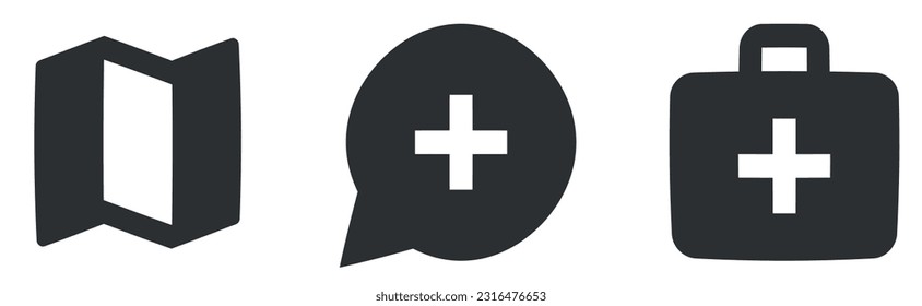 Juego de 3 mapas de iconos. Colección de iconos de línea. tendencia moderna en el estilo. Conjunto de símbolos lineales. Gran conjunto de iconos de la interfaz de usuario. UI de usuario