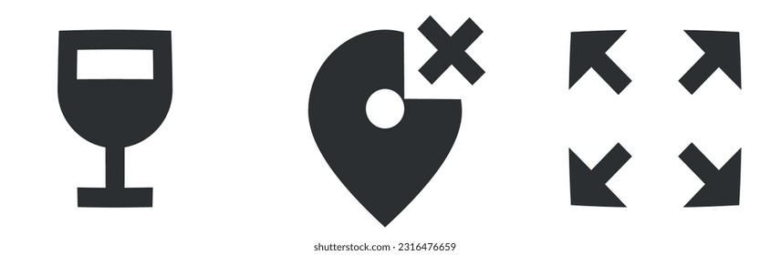 Set of 3 icons Maps. Line icons collection. modern trend in the style. Linear symbols set. Big UI icon set in a flat design. UI and UX