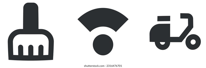 Set of 3 icons Maps. Line icons collection. Set Quality icon. Linear symbols set. Big UI icon set. UI and UX