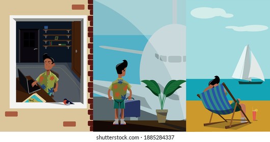 Conjunto de 3 imágenes sobre búsquedas de vacaciones