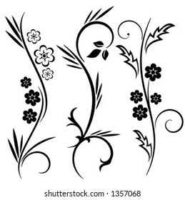 A set of 3 japanese floral designs.