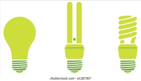 A set of 3 light bulbs with isolated on white background. Editable vector file.