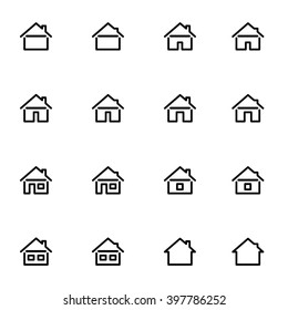 Set 3 of line icons representing house Vector Illustration. House and home simple symbols