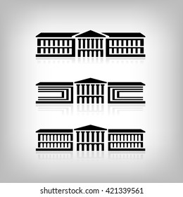 Set of 3 logos of buildings with columns. Vector Eps 10