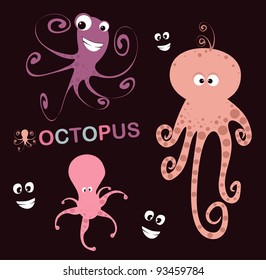 set of 3 lovely octopus