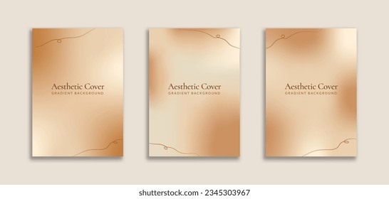 Set of 3 Luxury Banner Background A4 with Golden Gradient and Linear Frame. Dynamic style for banners, pamphlet, poster, frame, border, presentations, flyers, advertising, social media stories