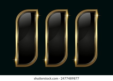 Set of 3 Luxury button in vector, illustration, three Modern materical premium stoked buttons in Vector template, and shiny gold optionand Premium button on a dark