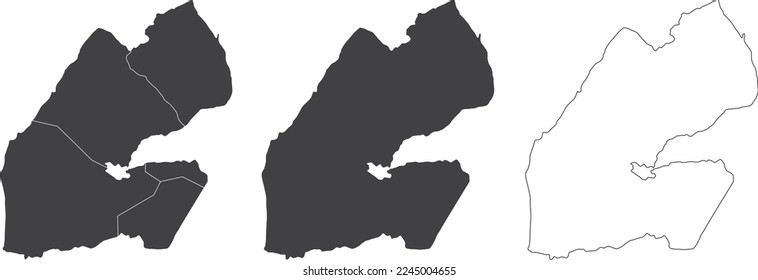 conjunto de 3 mapas de Djibouti - ilustraciones vectoriales