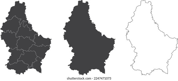 conjunto de 3 mapas de Luxemburgo - ilustraciones vectoriales
