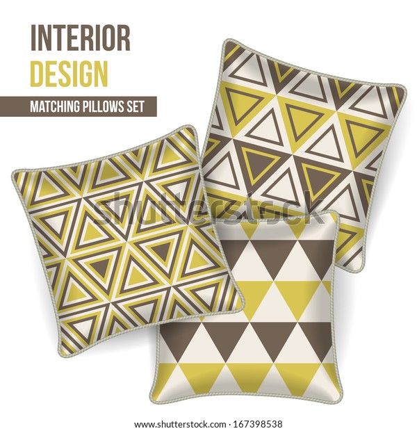 Set 3 Matching Decorative Pillows Interior Stock Vector Royalty