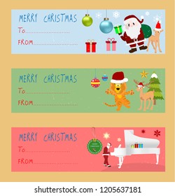 Set of 3 Merry Christmas & Happy New Year card with colorful element for your Seasonal Flyers and Greetings Card or party theme invitations. Vector illustration.
