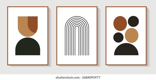 Conjunto de 3 arte de pared minimalista. interior estético boho. Impresiones de pared de decoración para el hogar, colores de terracota. Conjunto de pared de Galería Abstractas. Impresión botánica Abstractas. Arte moderno de la pared. SSTKabstract
