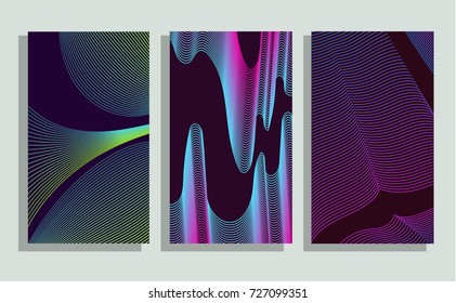 Set of 3 minimalistic vector covers design. Halftone gradients. For posters and more