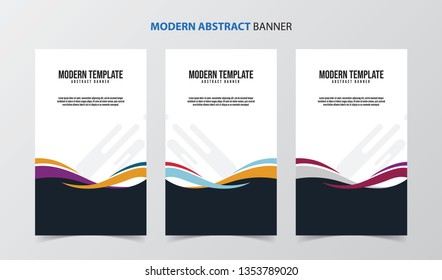 Set of 3 Modern Abstract Banner Flyer Brochure Poster template. Abstract Wave and geometric shape background for business. Vector Illustration