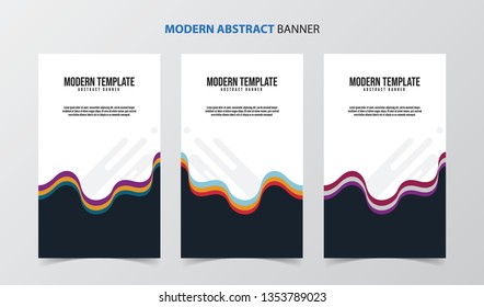 Set of 3 Modern Abstract Banner Flyer Brochure Poster template. Abstract Wave and geometric shape background for business. Vector Illustration