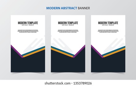 Set of 3 Modern Abstract Banner Flyer Brochure Poster template. Abstract Wave and geometric shape background for business. Vector Illustration