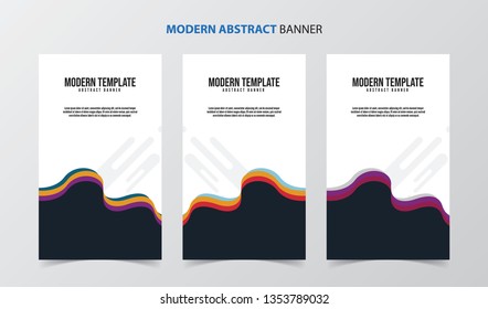 Set of 3 Modern Abstract Banner Flyer Brochure Poster template. Abstract Wave and geometric shape background for business. Vector Illustration