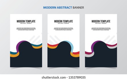 Set of 3 Modern Abstract Banner Flyer Brochure Poster template. Abstract Wave and geometric shape background for business. Vector Illustration