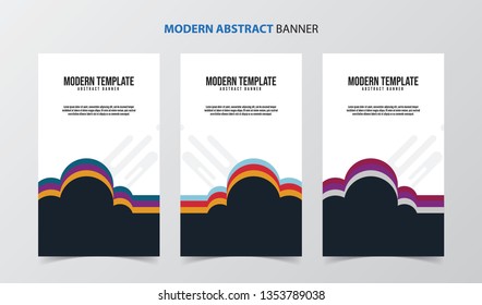 Set of 3 Modern Abstract Banner Flyer Brochure Poster template. Abstract Wave and geometric shape background for business. Vector Illustration