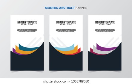 Set of 3 Modern Abstract Banner Flyer Brochure Poster template. Abstract Wave and geometric shape background for business. Vector Illustration