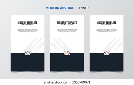 Set of 3 Modern Abstract Banner Flyer Brochure Poster template. Abstract Wave and geometric shape background for business. Vector Illustration