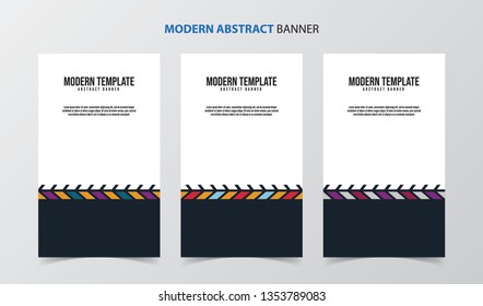 Set of 3 Modern Abstract Banner Flyer Brochure Poster template. Abstract Wave and geometric shape background for business. Vector Illustration