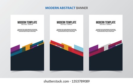 Set of 3 Modern Abstract Banner Flyer Brochure Poster template. Abstract Wave and geometric shape background for business. Vector Illustration