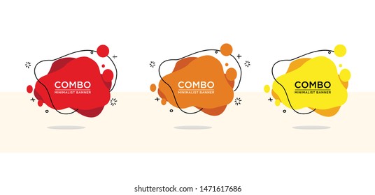 Set of 3 modern abstract vector banners. Flat geometric shapes with various colors with black lines. Templates are ready to use in web or print design and advertising.