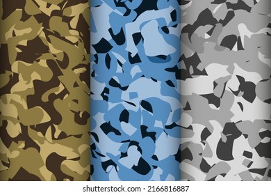 Set of 3 modern camouflage patterns vector