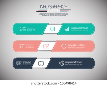 Set of 3 modern design banners. Can be used for infographics, horizontal banners, graphic, website layout - flat design colors