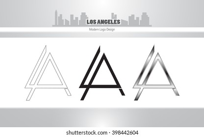 set of 3 modern L.A . - los angeles logo design on white background
