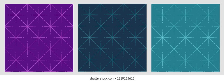 Set of 3 modern seamless star pattern for christmas
