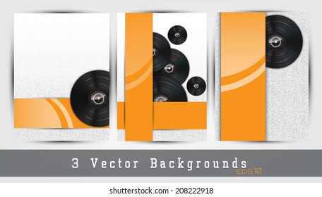Set of 3 music backgrounds. Space for your text.  (EPS10 Vector)
