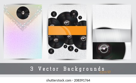 Set of 3 music backgrounds. Space for your text. (EPS10 Vector)