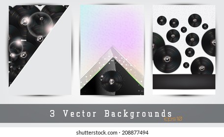 Set of 3 music backgrounds. Space for your text. (EPS10 Vector)