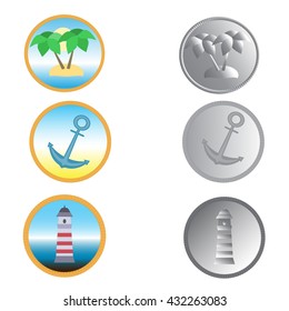 Set of 3 nautical icons
