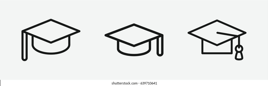 Set of 3 outline academic icons
