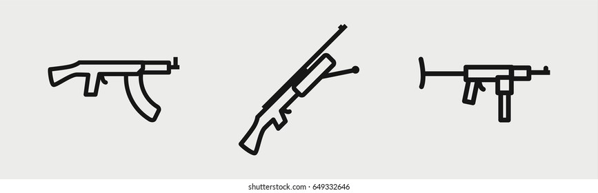 Set of 3 outline ak47icons