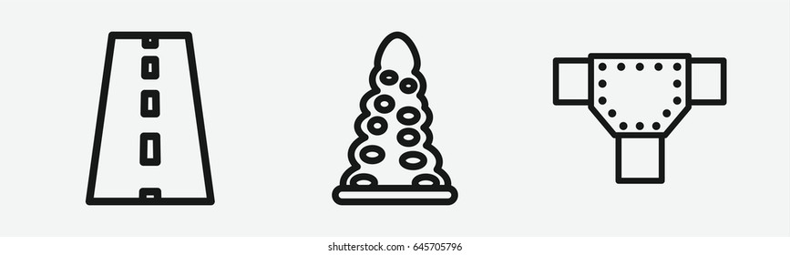 Set of 3 outline asphalticons