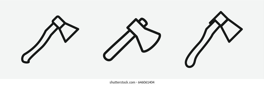 Set of 3 outline axeicons
