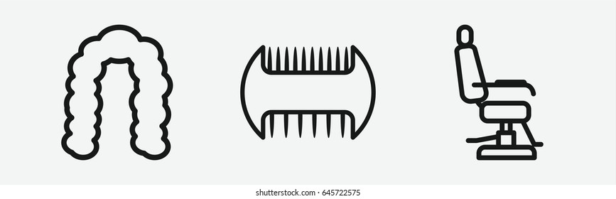 Set of 3 outline barbershop icons