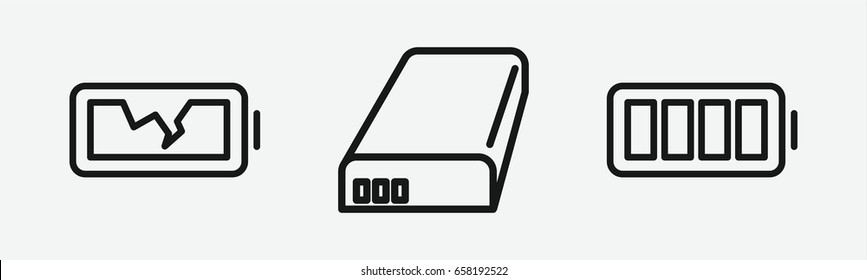 Set of 3 outline batterryicons