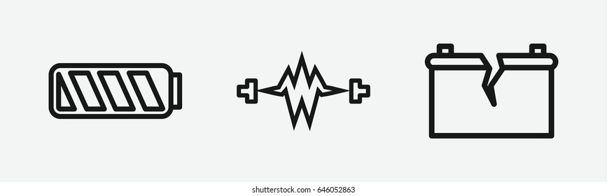 Set of 3 outline batteryicons