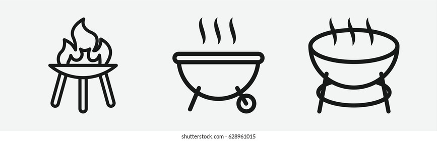 Set of 3 outline bbqicons