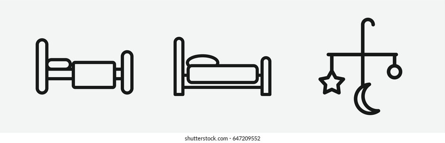 Set of 3 outline bedicons