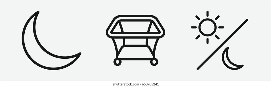 Set of 3 outline bedtimeicons