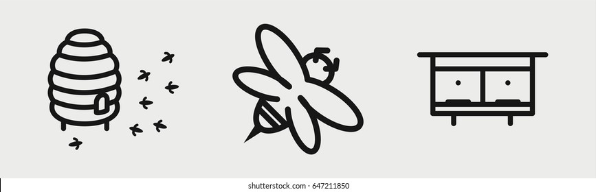 Set of 3 outline beeicons